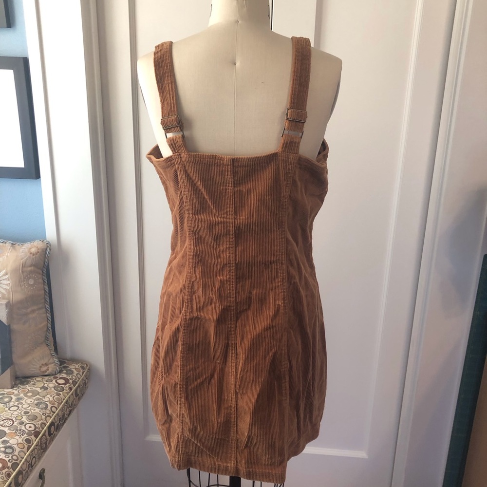 Tan corduroy pinafore overall dress
